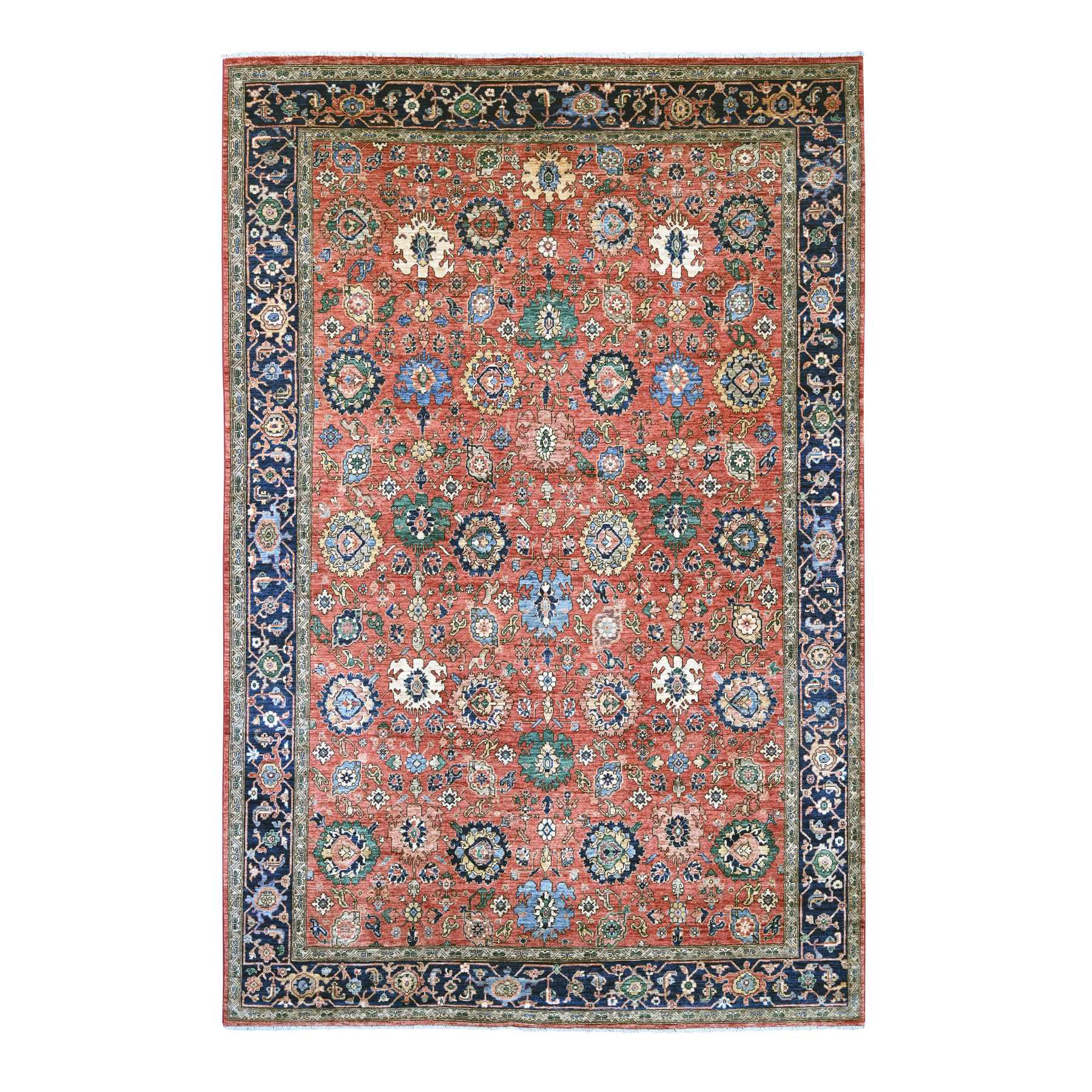 8'x12'1" Imperial Red, Aryana Grade, Northwest Persian with All Over Design, Vegetable Dyes, Soft Pile, Hand Knotted, High Mountain Wool, Densely Woven, Oriental Rug 